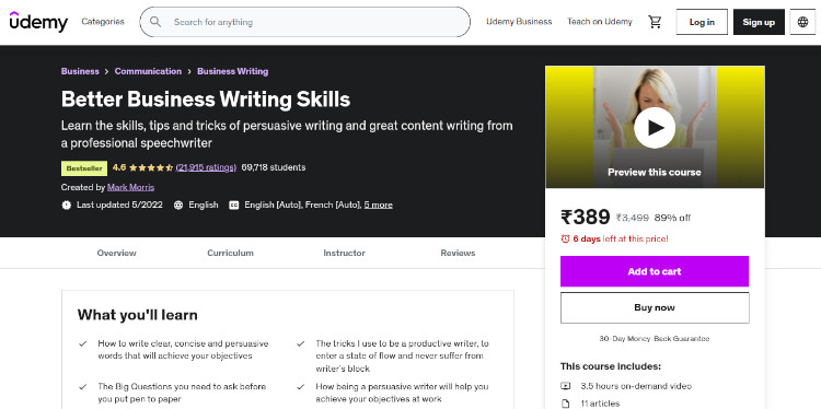 Better Business Writing Skills with Certification from Udemy