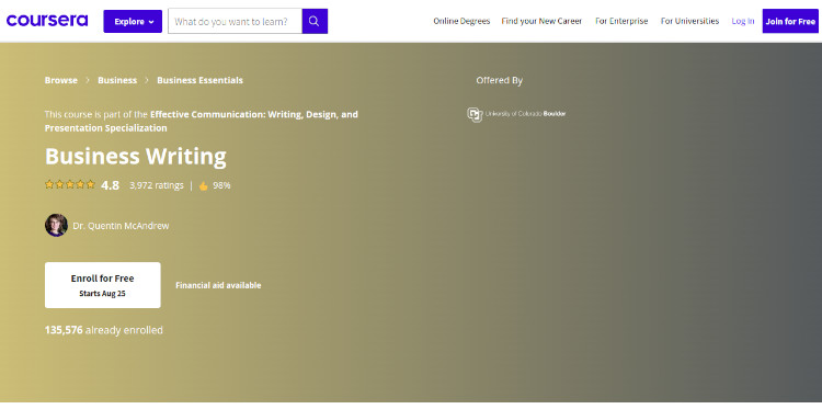 Business Writing Certification Course from Coursera
